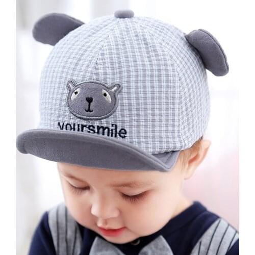 2020 Baby Hat Summer Girls Boys Cute Ear Plaid Peaked Cap Kids Baseball Cap Children Toddler Infant Hats Outdoor Dropshipping