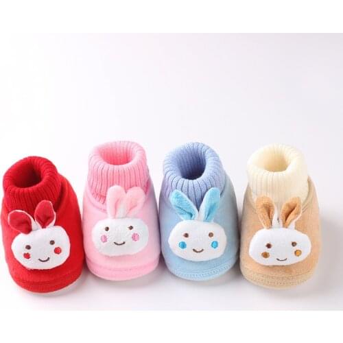 Baby Shoes Autumn Winter New Baby Cotton Shoes Cute Rabbit Non-slip Newborn Boys Girls Cotton Shoes Soft Soles First Walker