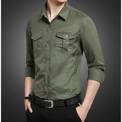 European and American Best-selling High Quality Military Style Slim Mens Shirt Fashion Trend Outdoor Casual Mens Top