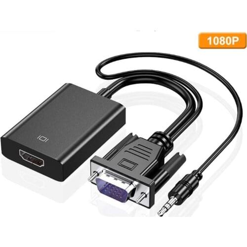 VGA to HDMI- Converter Cable Female VGA Male to HDMI- Adapter with 3.5mm Output