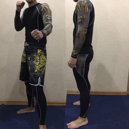 Sports Suit Men Tracksuits Compression Shirt Fitness pants skin tight long sleeves rash guard Training Clothes MMA gym yoga suit