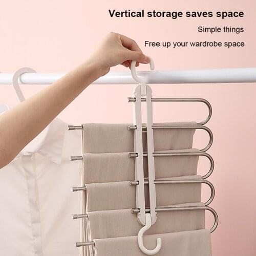 Multifunction 5 In 1 Trouser Rack | Stainless Steel, Multifunctional Cabinet, Magic Pants Hangers, Drop Shipping