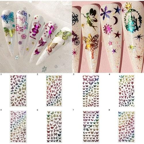 Butterfly Stickers Nail Foils Laser Gold Transfer Sticker Kit Holographics Nail Design Transfer Decal DIY Decoration Accessories