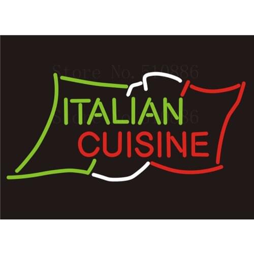 Custom NEON Sign Board Italian Cuisine Menu Food Glass Tube Bar Pub Club Display Store Shop Light Signboard Signage Signs 17*14"