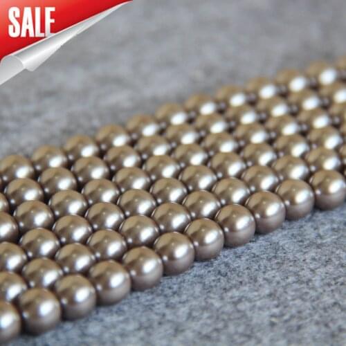 2015 New 8-14mm Grey Shell pearl beads Seashell DIY gift for women girl loose Jewelry making design 15inch Wholesale