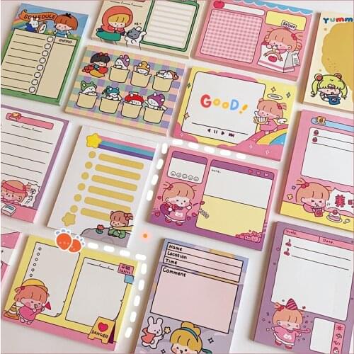 Yisuremia New 50 Sheets Kawaii Cute Memo Pad Note Papers Daily Planner Decorative Notepads Paperlaria School Office Stationery