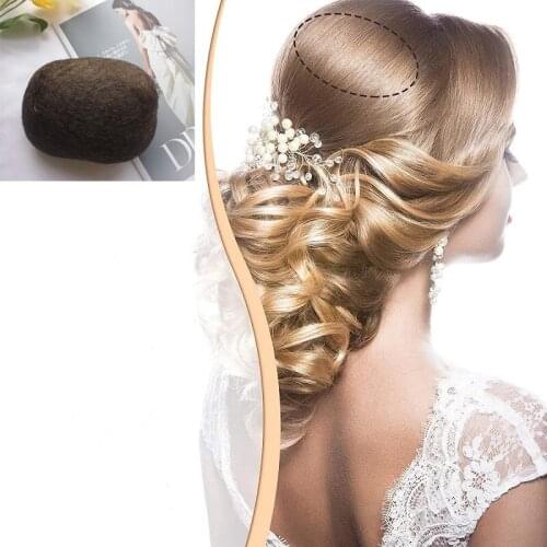Volume Bump Insert Hair Base Hair Styling Tool Bun Bump Up Black/Brown Synthetic Hair Pad Accessories for DIY Wedding Hairstyles