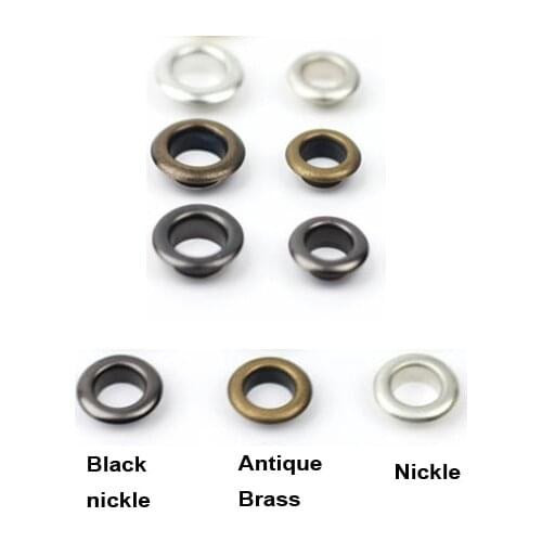 Wholesale 600sets/lot 6mm inner 22#metal brass eyelets with washer small round metal grommets nickle/Black/Bronze