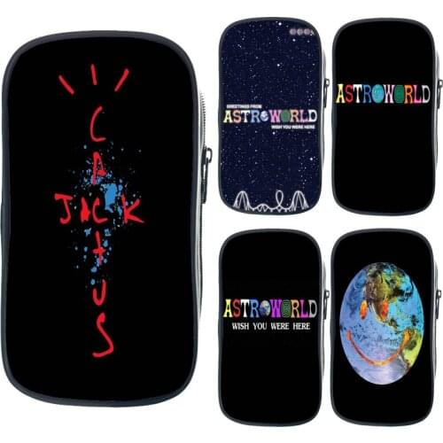 High Qualit Travis Scotts ASTROWORLD Pen Bag Student Novelty Graphic Pencil Case Stationery Bag WISH YOU WERE HERE Makeup Bag