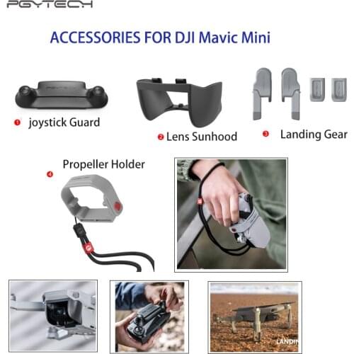 PGYTECH DJI Mavic Mini Lens Hood Cover Landing Gear Extension Control Rocker Propeller Holder For Mavic Mini Drone Accessories