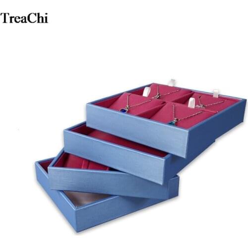 New Fashion 4 Grids Jewelry Display Tray Portable Ring Necklace Earring Jewelry Storage Display Accessorie Box Case 6 Styles