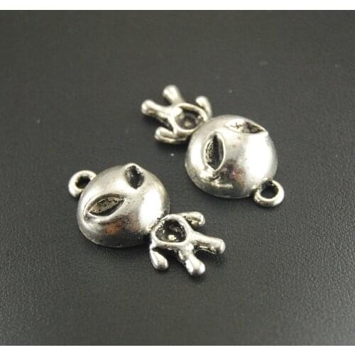 10pcs Silver Color Metal Alloy Alien Charms Pendant Connector Bracelet Necklace Jewelry Making Handmade DIY A301