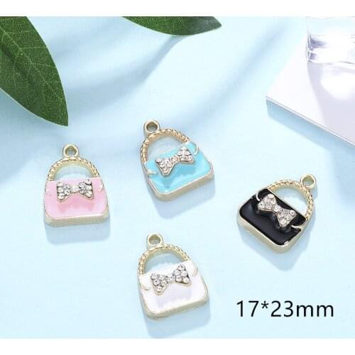 10pcs/Lot DIY Fashion Charms Enamel Alloy Handbag Jewelry Accessories Handmade Making Necklace Earrings Accessories 17x23mm