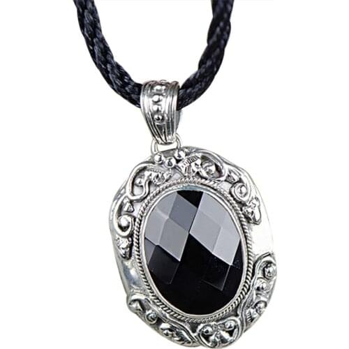 Retro Thai Silver Agate Real 925 Silver Pendnat For Women Vintage Style Silver Pendant Necklace Original Fine Jewelry