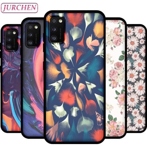 JURCHEN Silicone Phone Case For Samsung Galaxy A41 Fashion 3D Cute Cartoon Painting For Samsung A41 SM-A415F Thin Black Cover
