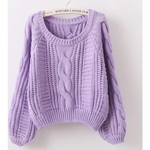 Solid Twisted Knitted Women Sweater 2021 Autumn Winter New Casual O Neck Sweater Jumper Candy Color Chic Short Sweater Pullovers