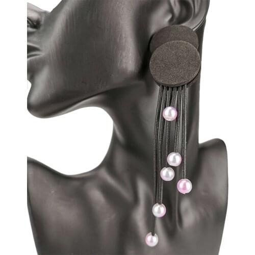 UKEBAY New Pink Pearl Drop Earrings Handmade Jewelry Women Statement Earring Boho Long Earrings Gothic Accessories For Party