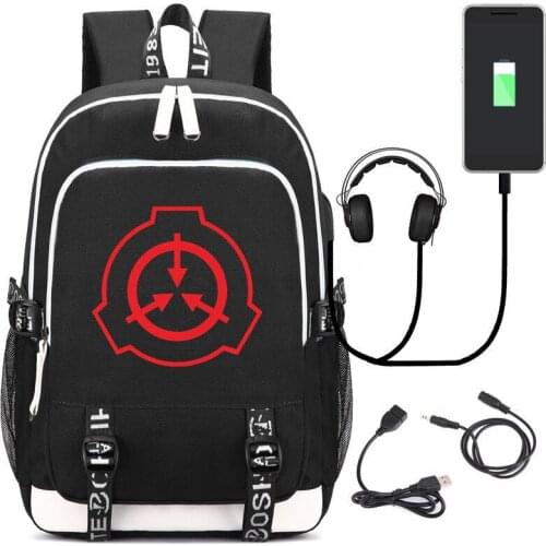 SCP Secure Contain Protect Backpack Rucksack Bag Students Book Laptop Bag Mochila GIFT With USB Port