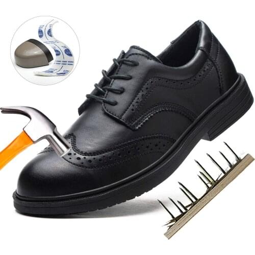 TOSAFZXY Safety Work Shoes Indestructible Steel-Toe Waterproof Leather with Slip-Resistant Rubber Sole Work Safety Shoes for Men