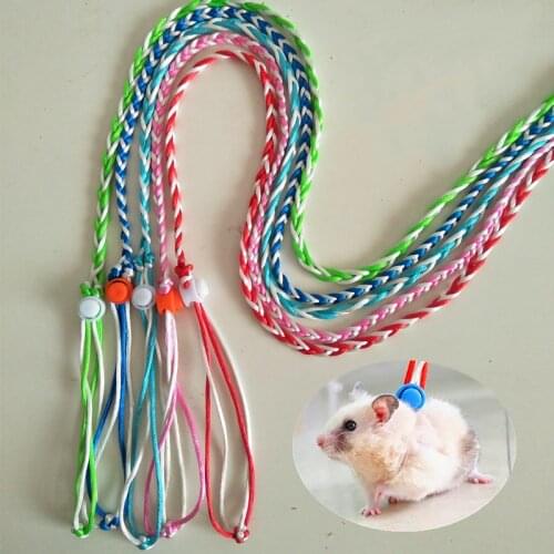 1.4m 2.0m Adjustable Pet Hamster Leash Harness Rope Gerbil Cotton Rope Harness Lead Collar for Rat Mouse Hamster Pet Cage Leash