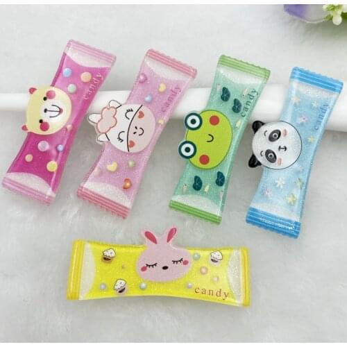 10Pcs Acrylic Lovely mixed Shining Mixed candy animals Flatback Cabochon Scrapbook Kawaii DIY Embellishments Accessories D42