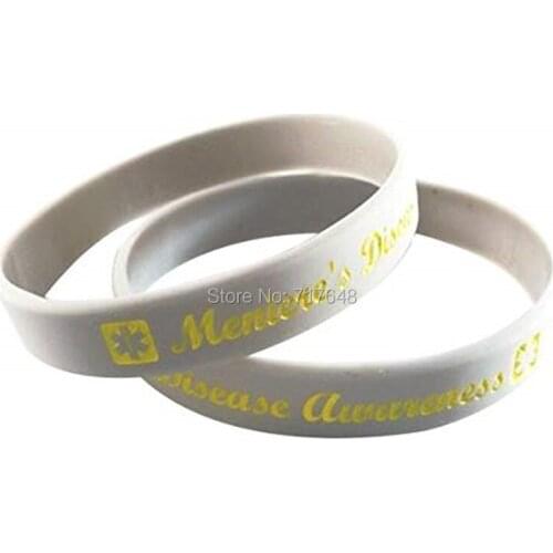 100pcs Medical Alert Menieres Disease wristband silicone bracelets free shipping by epacket A