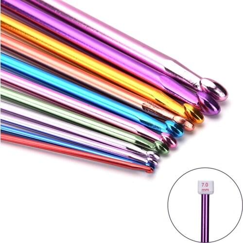 11pcs 2mm-8mm 10.6" multicolourTunisian Afghan Crochet Hooks Long Sweater Scarf Needle Multicolor Aluminum Knitting Weaving Tool
