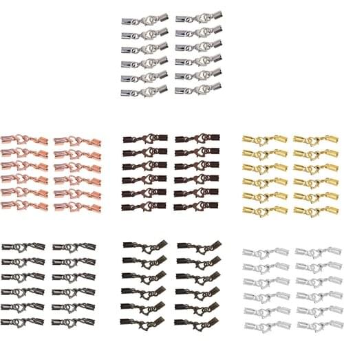12 Sets Crimp Cord Ends Caps With Lobster Hook Jewelry Making Clasp Findings