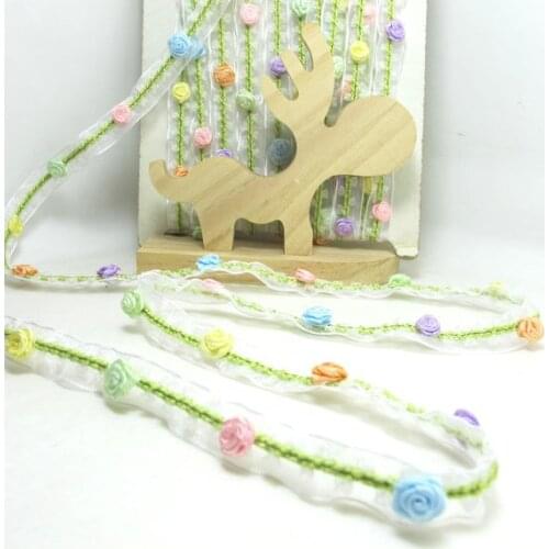 2 Yards Rainbow Color Woven Rococo Ribbon Trim on Chiffon Ribbon|Decorative Floral Ribbon|Scrapbook Materials|Clothing|Decor