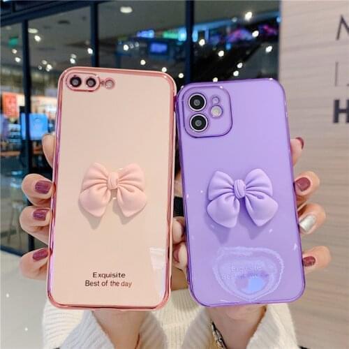 3D Bow Jelly Plating Soft Phone Case For Samsung Galaxy A50 A70 A51 A71 A20 A10S A11 A42 5G A12 A80 A90 5G A8 M31 M51 Phone bags
