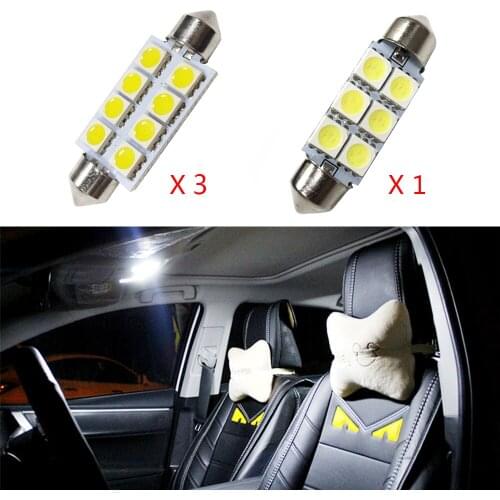 4Pcs White Canbus LED Reading Lamp Car Bulbs Interior Package Kit For Jeep Compass Grand Cherokee Patriot Map Dome Plate Light