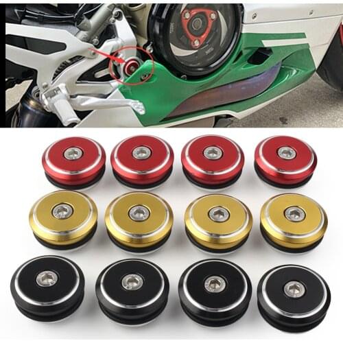 4Pcs Motorcycle Frame Plugs Adorn Cover Aluminum For Ducati 1199 1299 1199S 1299S 899 959 Panigale Black/Gold/Red