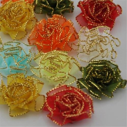 40pcs UPick Organza Ribbon Flower carnation Appliques wedding Lots Mix B69