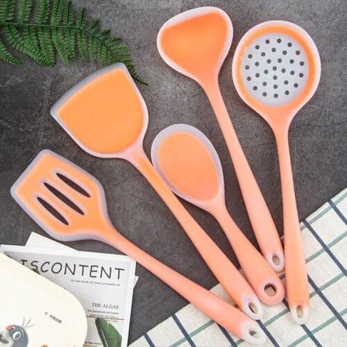 5pcs Silicone Kitchenware Non-stick Cookware Utensils Set Cooking Tool Spatula Ladle Shovel Spoon Soup Kitchen Spatula Turner