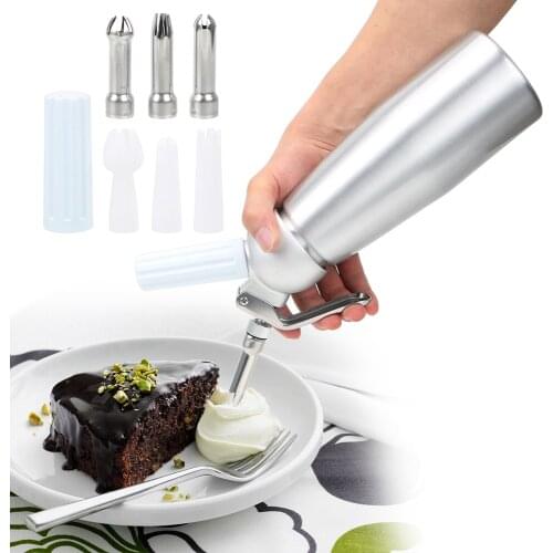 Aluminium Whipped Cream Butter Dispenser Dessert Tools 500ml 1000ml Cream Whipper With Three Nozzles Professional