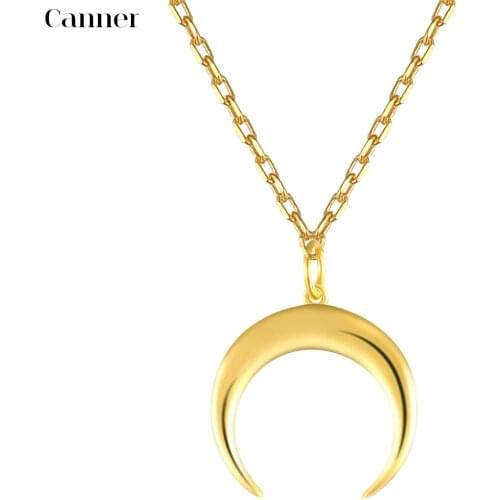 Canner Gold Color Pendant Necklace for Women 925 Sterling Silver Horns Chain Necklace Girl Gift Dropshipping Collares W5