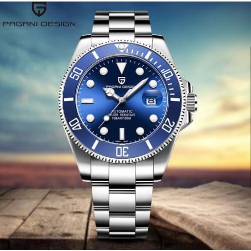 PAGANI Design Mens Watch Mechanical Sport Business Watch Men Waterproof Stainless Steel Automatic Watch Mens Blue Fashion Watch