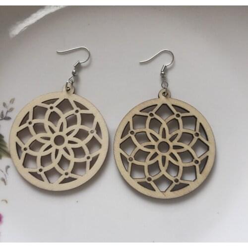 Floral cheap handmade wooden earrings for women