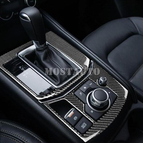 For Mazda CX-5 KF Carbon Fiber Center Console Gear Box Frame Trim Cover 2017-2019 2pcs Car Accessories Interior Car Decor