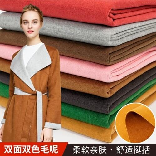 150cmx50cm Double-sided Thickened Cashmere Brushed Woolen Cloth Fabric Solid Color Autumn Winter Coat Coat DIY Clothing Fabric