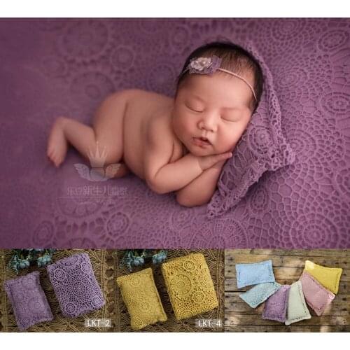 120*120cm Hollow Lace Blanket Pillow Hat Newborn Photography Prop Background Baby Shooting Backdrop for Studio Accessories