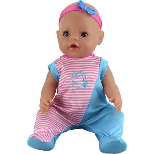 Cute Fish Jumpsuits+hairbrand Set Doll clothes Wear for 43cm baby Doll, Children best Birthday Gift(only sell clothes)