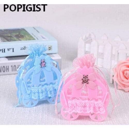 Pumpkin Carriage Wedding Candy favor box, Lace plastic candy box,baby shower birthday gift box 12pcs
