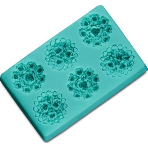 Pile Of Flowers Frame Fondant Cake Molds Soap Chocolate Mould For The Kitchen Baking D192