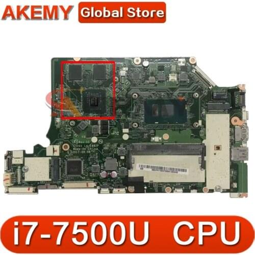 Akemy Laptop motherboard For ACER Aspire A515-51G i7-7500U Mainboard LA-E892P SR341 N16S-GTR-S-A2 DDR4