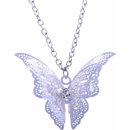 Fashion Jewelry Hollow Butterfly Pendant Necklace Sweater Jewelry Long Chain Women Lady Girls Necklaces Collar Party Prom Gifts