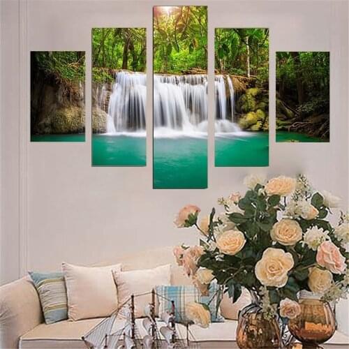 5 Piece Wall Art Canvas Landscape Painting Framework Home Decor Posters Modern Art Modular Picture Edroom Decoration Pictures