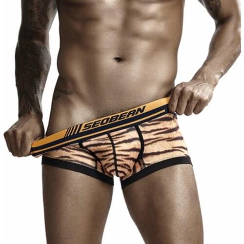 Boxer Underwear Mens Sexy New Style Fashion Leopard Printed Bulge Pouch Underwear Comfortable gay Underwear cueca masculina new