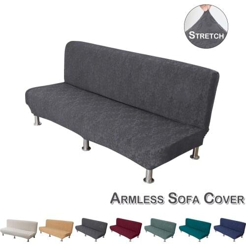 Floral Armless Sofa Covers Spandex Stretch Seat Slipcover For Living Room Solid Jacquard Folding Couch Cover Home Decor D30