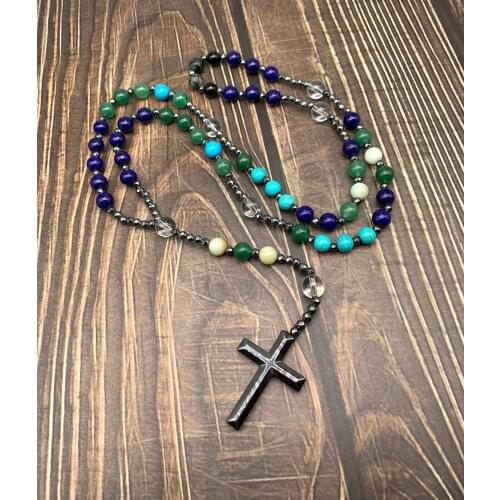 2021 simple fashion mens colorful beads necklace classic handmade natural beaded long chain jewelry for men and women